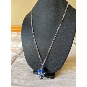Silver Chain Necklace Turkish Greek Amulet E vil Eye Blue Beaded Pendant